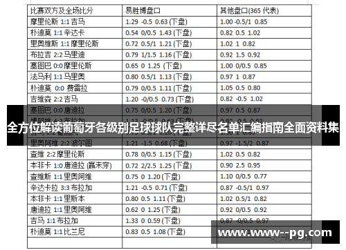 全方位解读葡萄牙各级别足球球队完整详尽名单汇编指南全面资料集 全方位解读葡萄牙各级别足球球队完整详尽名单汇编指南全面资料集