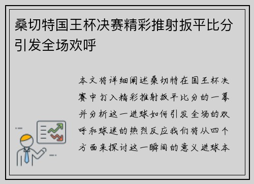 桑切特国王杯决赛精彩推射扳平比分引发全场欢呼